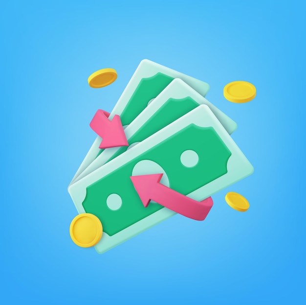 Vector 3d cashback money refund icon