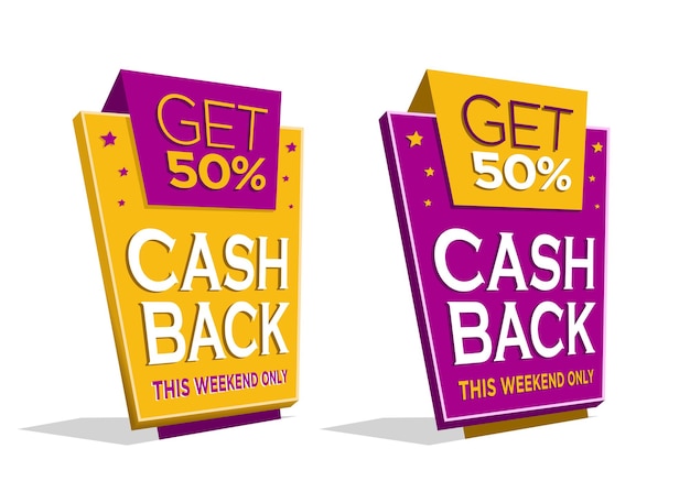 Vettore accumulazione dell'etichetta di sconto di promozione di cashback 3d