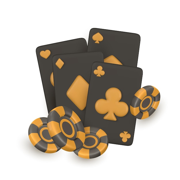 3d casino spel concept Vegas toernooi banner spelen aas kaart vliegen gok chips vector