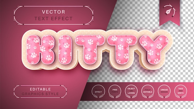 3d 고양이 편집 텍스트 효과 편집 가능한 글꼴 스타일