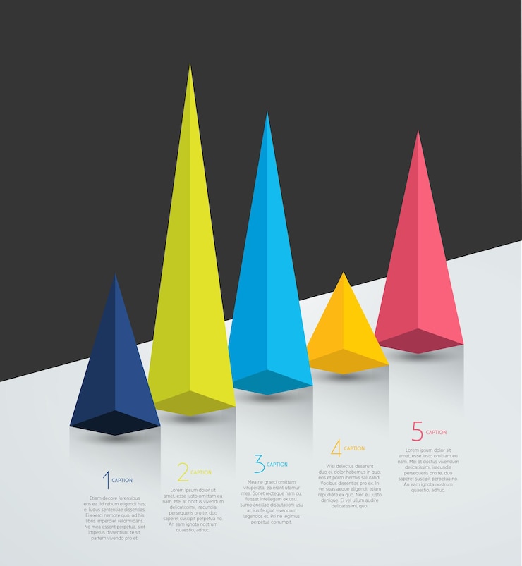 Vector 3d chart graph simply color editable infographics elements