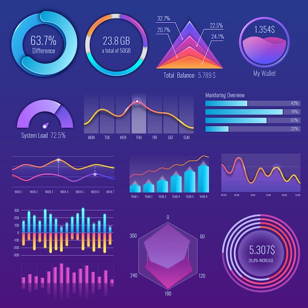 Grafico 3d e grafica. diagramma con opzioni e grafici del flusso di lavoro.