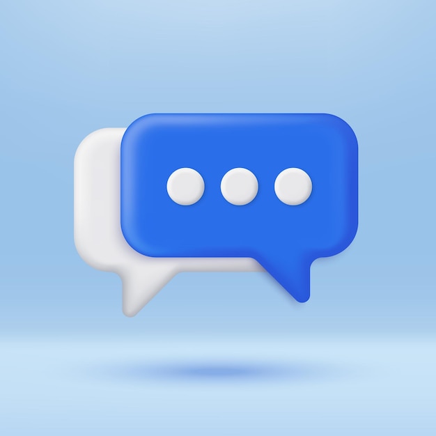 3D chat bubble icoon geïsoleerd op de achtergrond Sociaal netwerk communicatie concept Chatbox berichtbox Minimalistische cartoon icoon 3D vector render illustratie