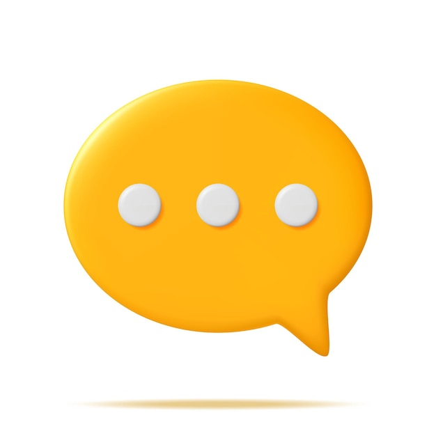 3D Chat Bubble with Dots Isolated