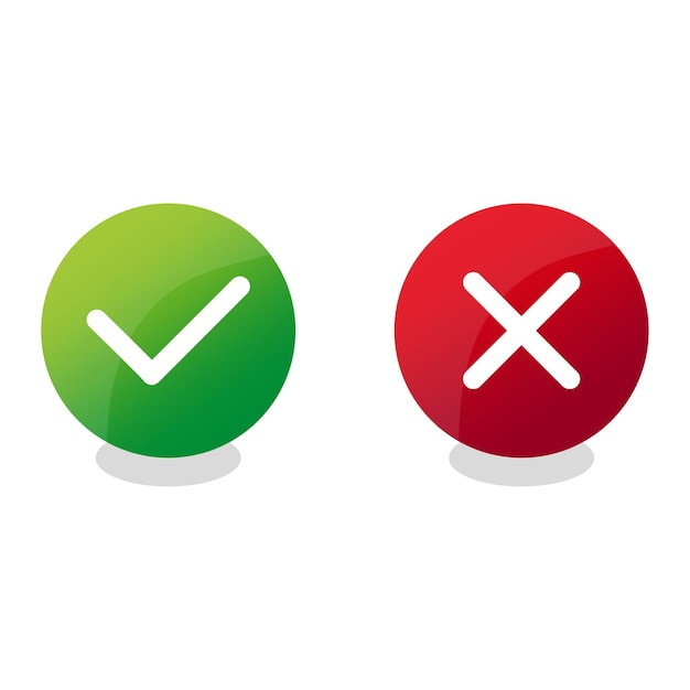 3d check mark cross buttons Vector illustration