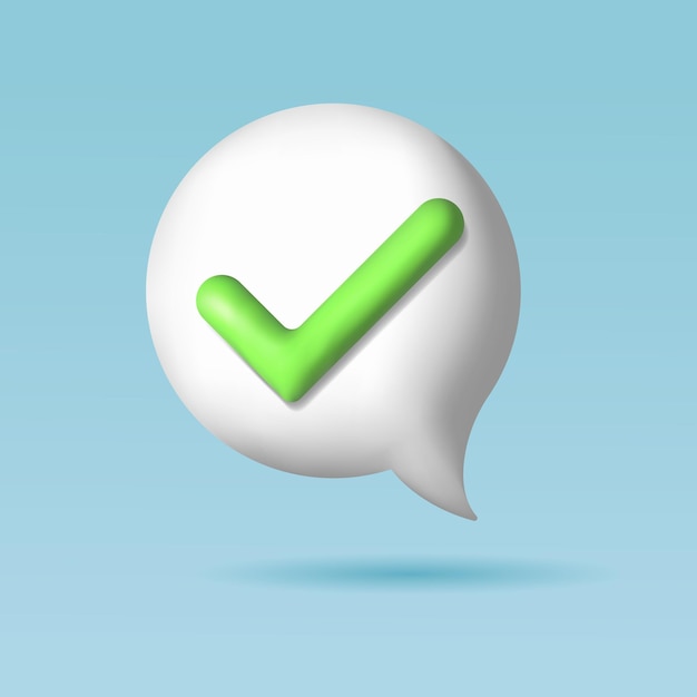 Vector 3d check mark icon bubble chat with tick symbol 3d check mark for web mobile application