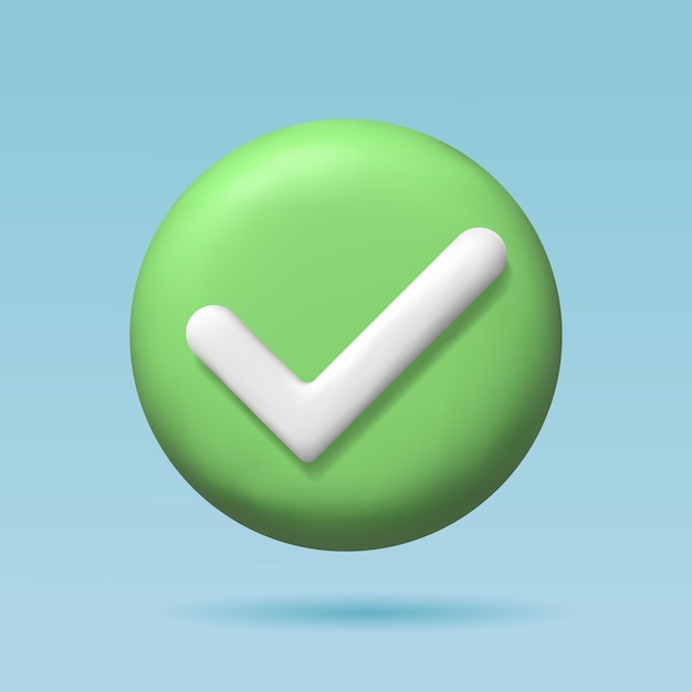 Vector 3d check mark icon button checklist reviews approved 3d check mark for web mobile application