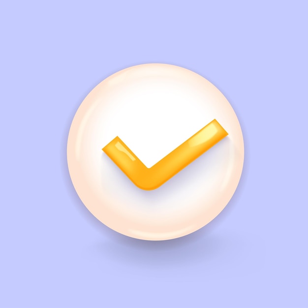 Vector 3d check mark icon check list button choice for right success tick select accept agree on application 3d select icon vector with shadow 3d rendering illustration