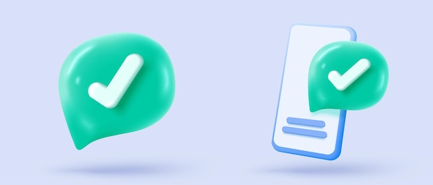 3d check mark teken icoon op bubble checklist knop beste keuze voor het juiste succes tick accepteren instemmen met de aanvraag 3d kies de juiste icoon vector met schaduw render illustratie