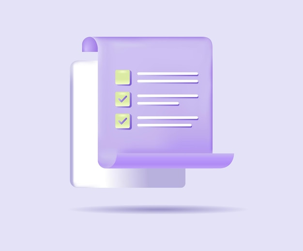 3d checklist document icon illustration set Event mobile app notification bulletin board Vector