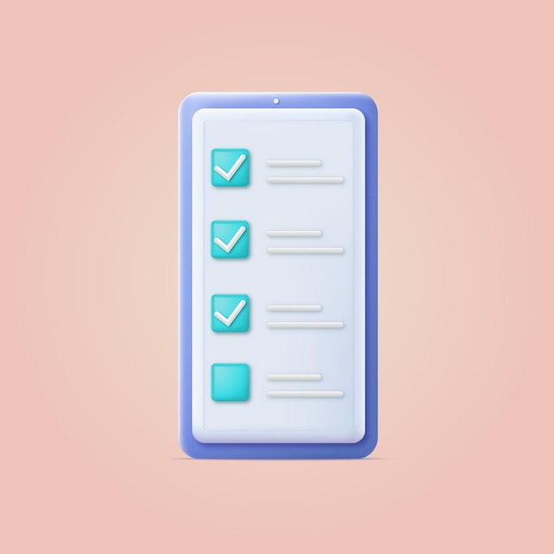 3d checklist on a phone screen Vector