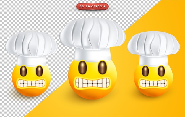 Emoticon chef 3d con espressione arrabbiata