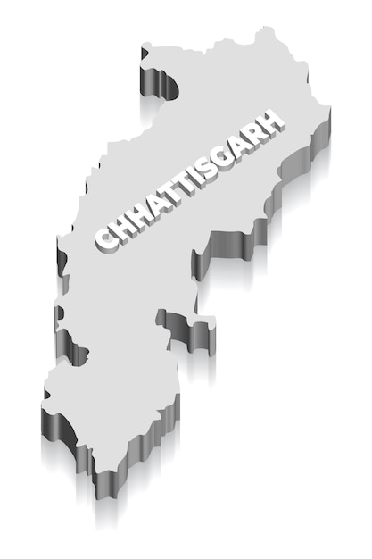 3d Chhattisgarh map a state of India