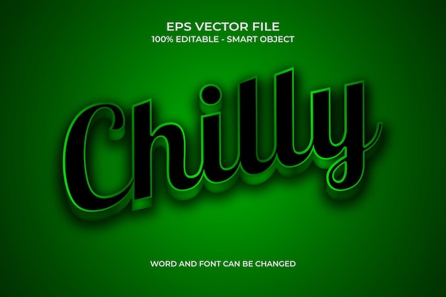 Редактируемый текстовый эффект 3D Chilly