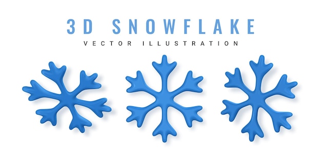 3d Christmas snowflake Xmas or New Year's decorative element Vector illustration