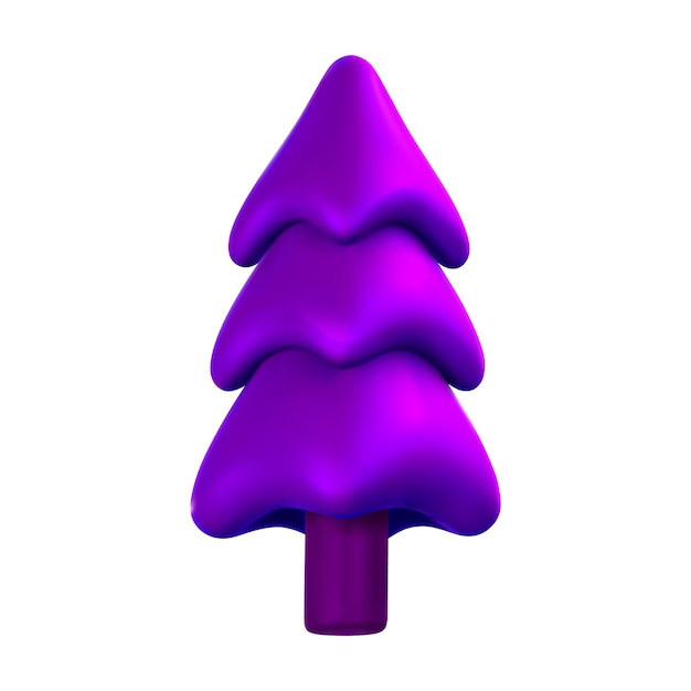 Albero di natale 3d in stile cartone animato elemento decorativo di natale o capodanno illustrazione vettoriale