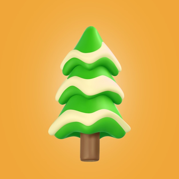 Albero di natale 3d in stile cartone animato elemento decorativo di natale o capodanno illustrazione vettoriale