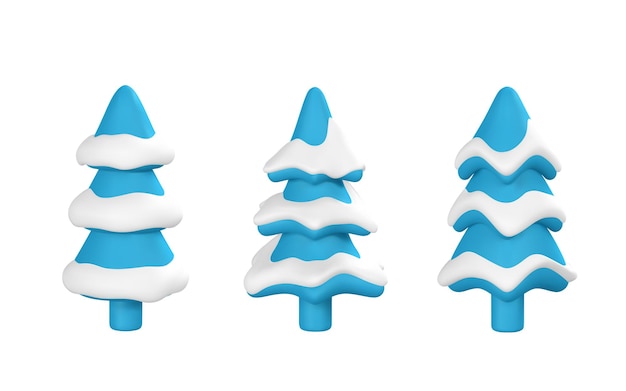 Vector 3d christmas tree in cartoon style xmas or new year's decorative element vector illustration