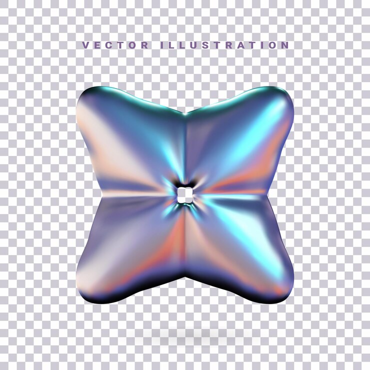 Vector 3d chrome metal shapeelement for design in y2k style