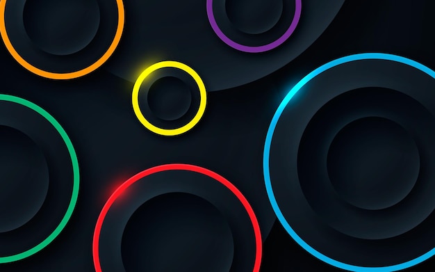 3D circle shape dimension layers background with colorful line