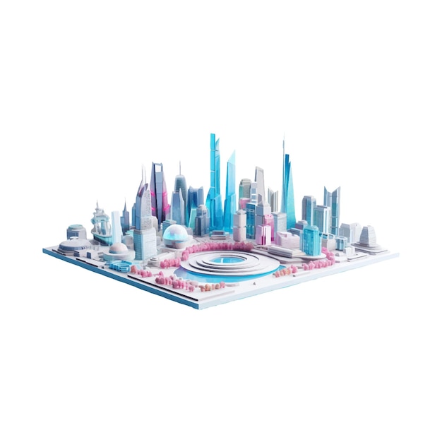 3d city model 3d rendered on a white background Generative AI