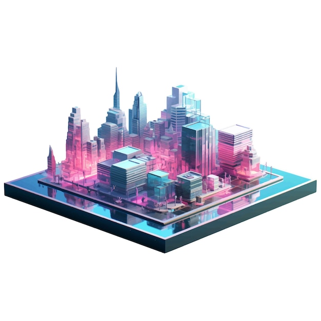 Vector 3d city model 3d rendered on a white background generative ai