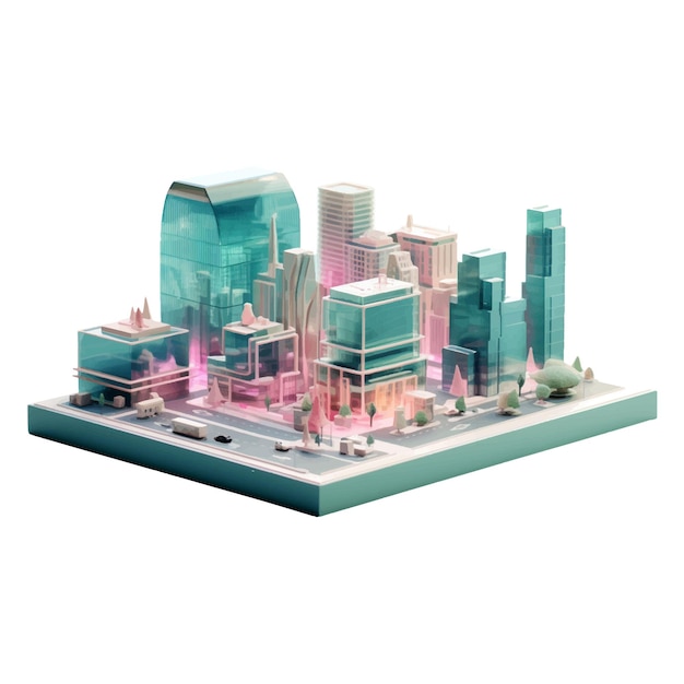 Vector 3d city model 3d rendered on a white background generative ai