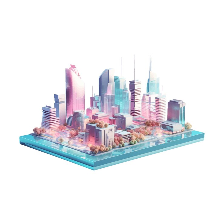 Vector 3d city model 3d rendered on a white background generative ai