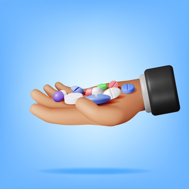 Vector 3d classic capsule pill and tablet in hand