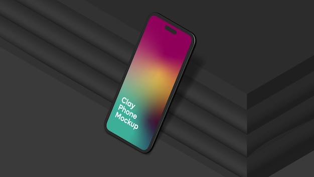 Vector 3d clay phone mockup screen template