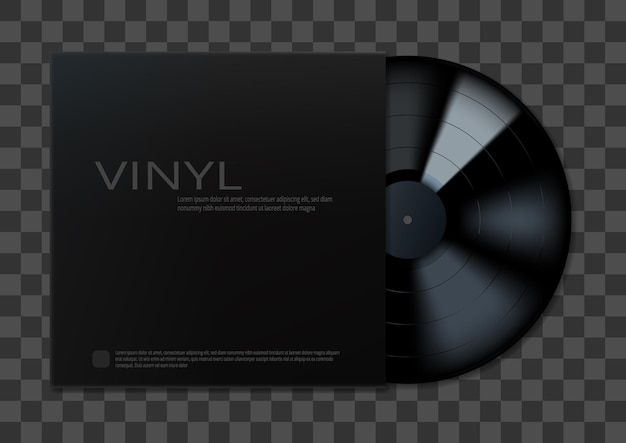 Вектор 3d clear modern gramophone vinyl lp с обложкой