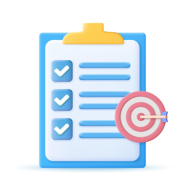 3d Clipboard checklist symbol