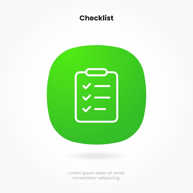 3d clipboard icon. Technical list, check list icon. Management sign flat icon concept. Task done.