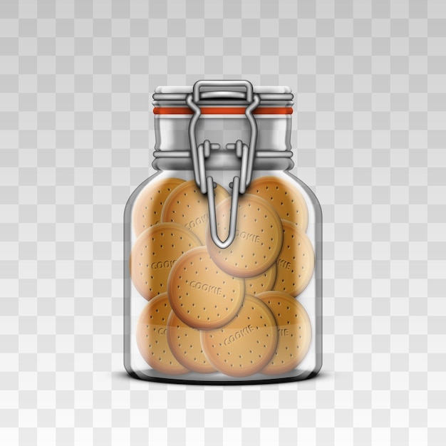 Vector 3d close transparante swing top jar met koekjes