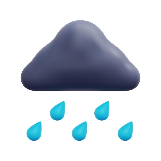 3 d の雲と雨のアイコン ベクトル ホワイト バック グラウンド 3 d 天気気象予報と自然の概念に分離