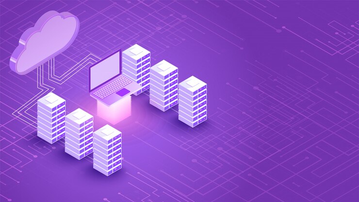 Vector 3d cloud server connection banner
