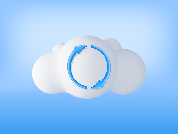 3d cloud with file sync icon