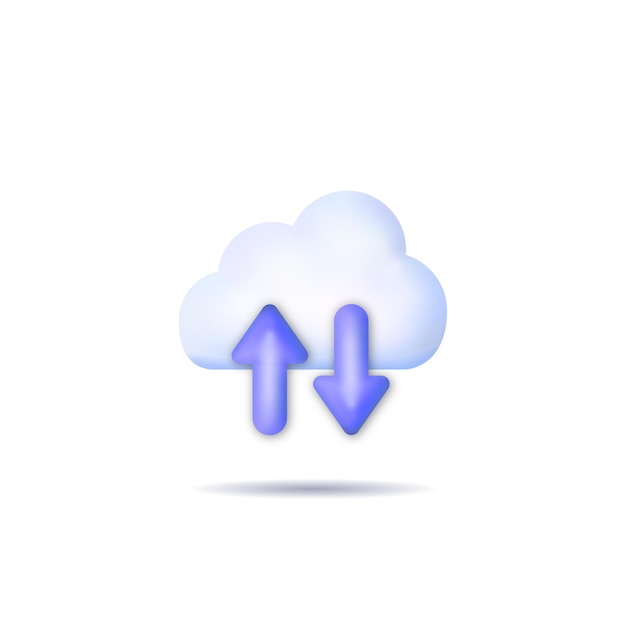 3d clouds arrow for concept design. Technology security. Cloud computing. Business icon. 3d vector