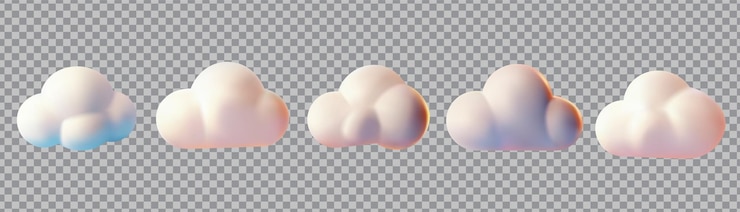 Vector 3d clouds set isolated on transparent background vector illustration