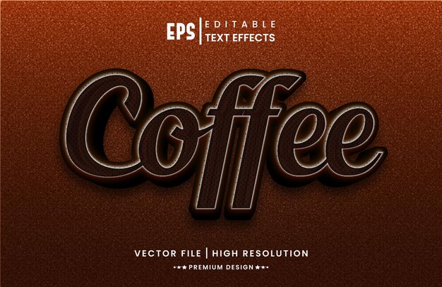 3Dコーヒー編集可能なテキスト効果レイヤースタイルのモックアップテンプレート