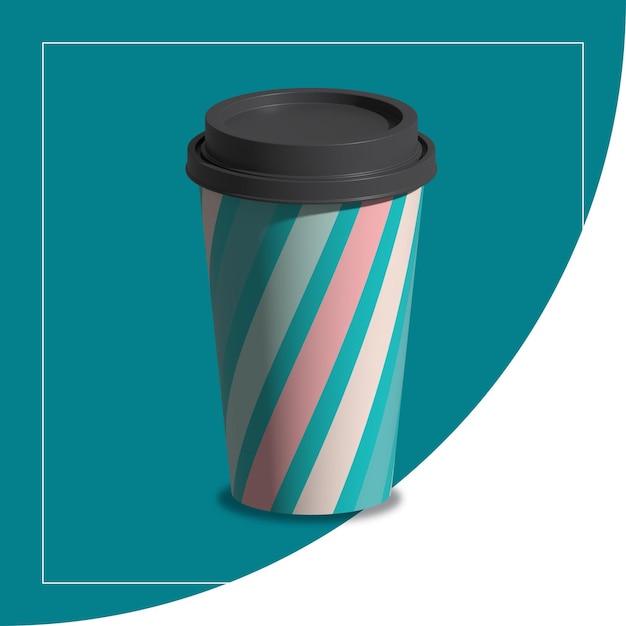 3D カフェペーパーカップ デザイン ベクトル EPS ファイル