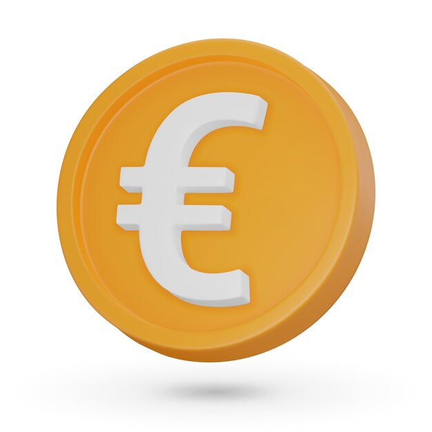 3D coin Euro currency symbol 3D icon Vector sign isolated on a white background