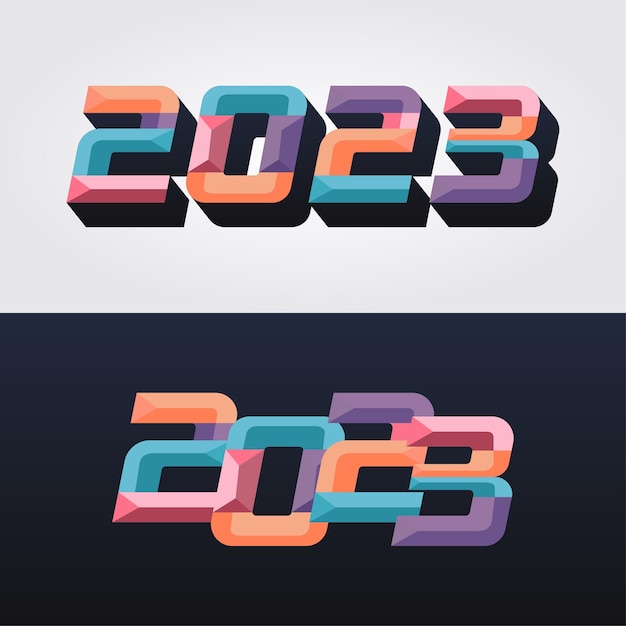 3D Color 2023 Happy New Year Logo Desain