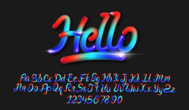 3d цветной шрифт векторный шрифт