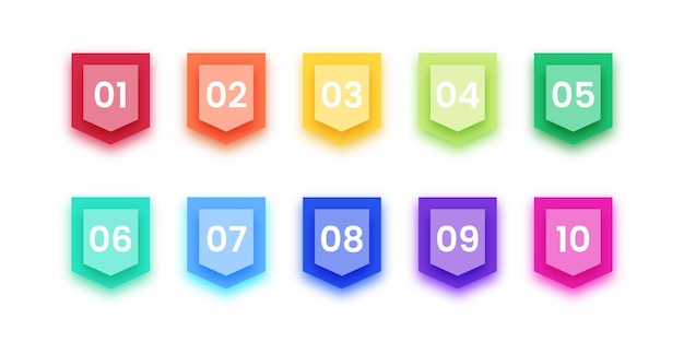 3d colorful number bullet point icons