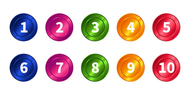 Collezione di numeri colorati da uno a dieci 3d