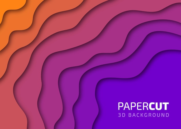 Vector 3d colorful paper cut background with wavy layers vector illustration