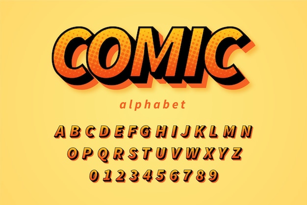 Vector 3d comic alphabet