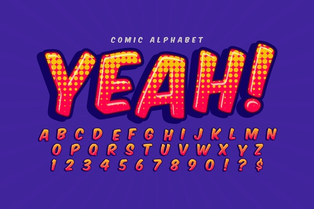 Vector 3d comic style for alphabet collection