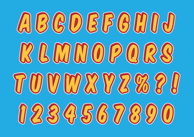 3d comic style alphabets numbers set